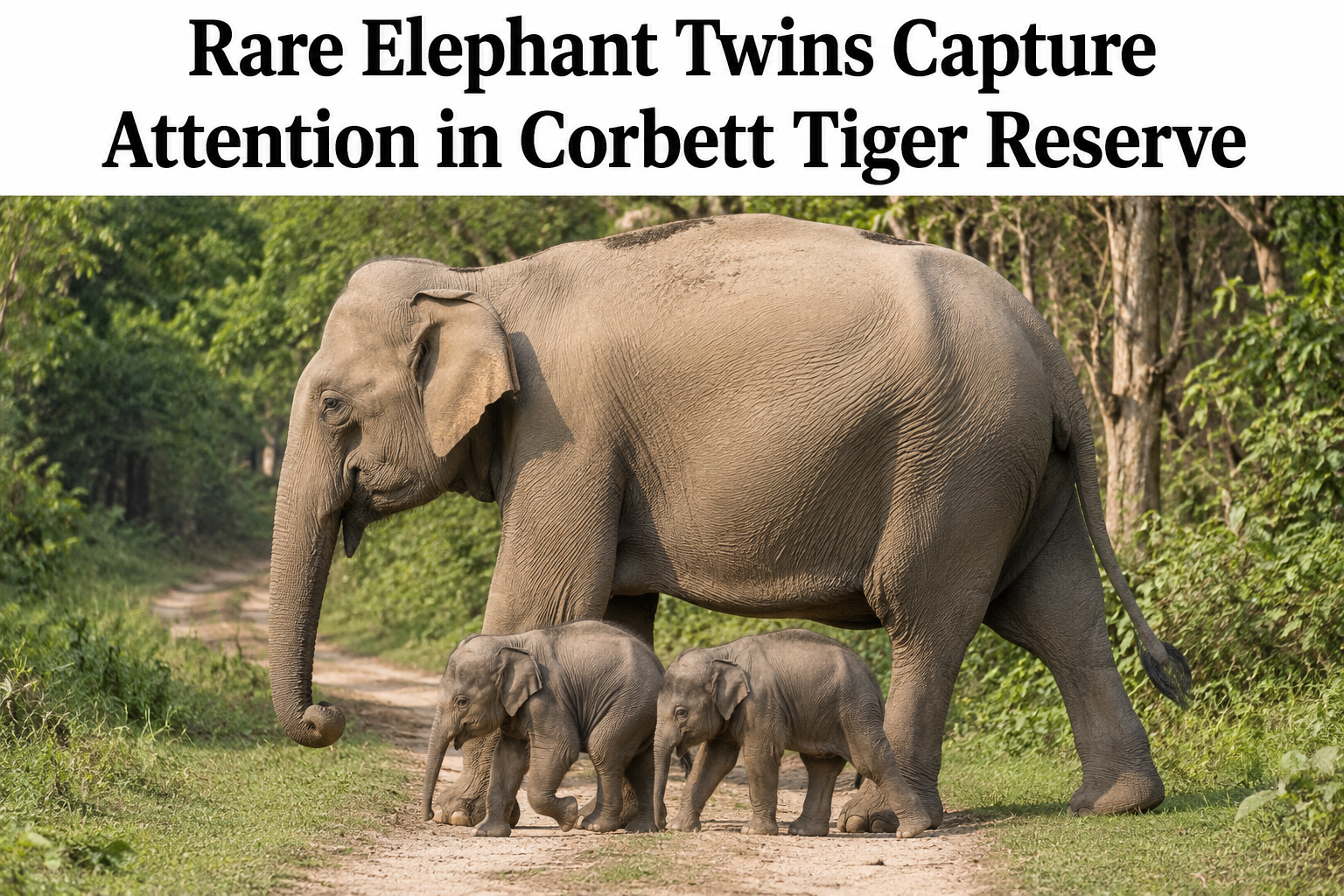 Rare Elephant Twins Capture Attention in Corbett Tiger Reserve