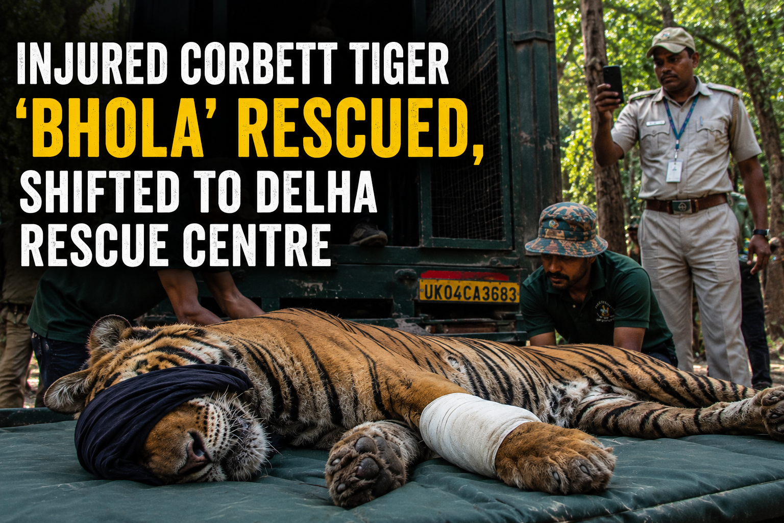 Injured Corbett Tiger ‘Bhola’ Rescued, Shifted to Dhela Rescue Centre 