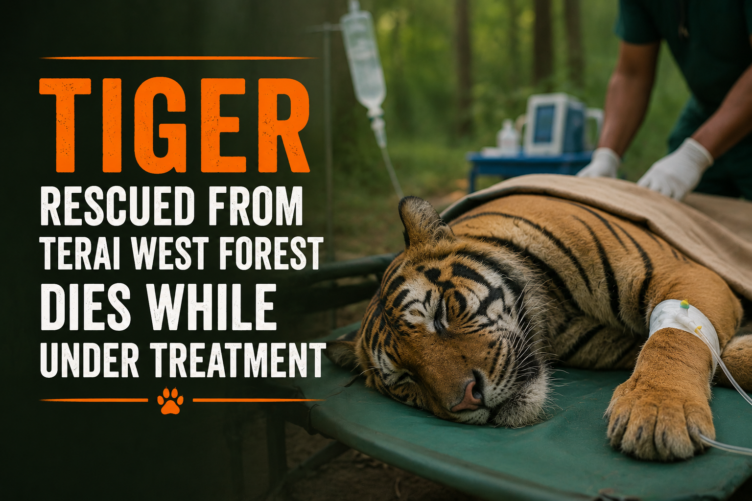 Tiger Rescued from Terai West Forest Dies While Under Treatment
